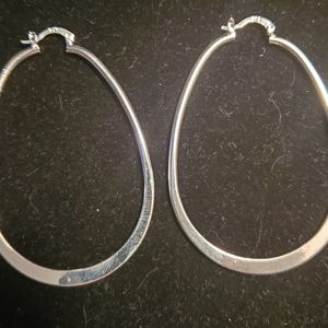 925 sterling silver hoop oval earrings